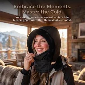 Thick Plush Lined Winter Balaclava Hat with Face Mask, Windproof Adjustable Thermal Hat for Men & Women