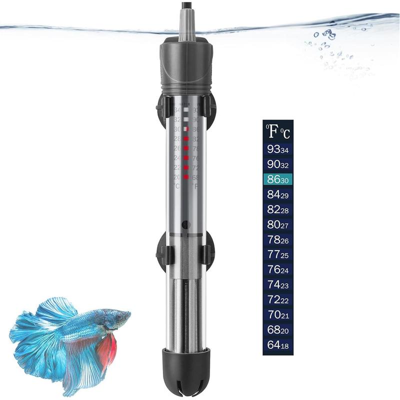 25W 50W 100W 200W 300W Adjustable Aquarium Heater, Submersible Fish Tank Heater Thermostat with Suction Cup (50W)