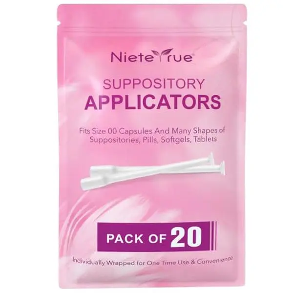 Nieteyrue Disposable Suppository Applicators Individually Wrapped Hygienic Fit to Size 00 Cap-sules and Many Shapes of Suppositories, Tablets Feminine Care Applicators from (20 Counts)