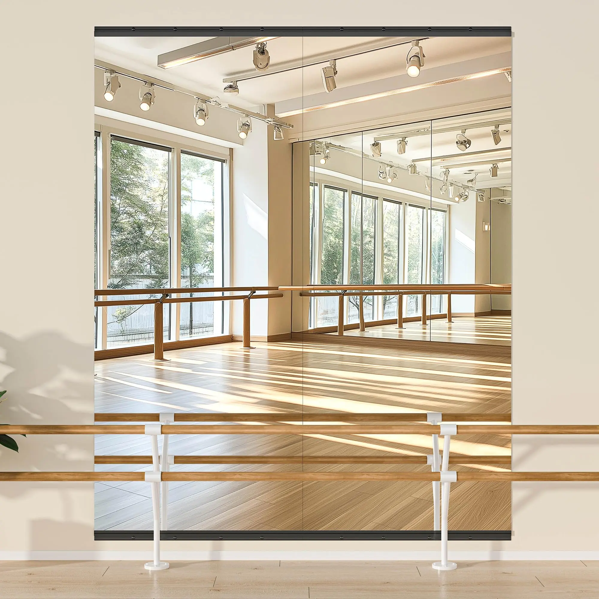 Hasipu 63" L x 28" W Frameless Tempered Glass Home Gym Mirror - High-Def Float Glass, J-Bracket Mount Installation, Safety-Enhanced, Sharp Reflection, Minimalist Decoration for Home Gyms, Fitness Rooms