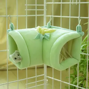 Cozy Small Pet Hanging Hammock, Guinea Pig Cage Hanging Tunnel Bed, Soft Plush Hamster House, Indoor Animal Play Tube, Half Enclosed Pet Nest for Rodents, Enclosure
