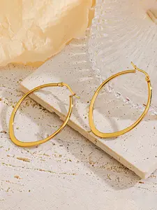 Women's Simple Geometric Round Earrings, Stainless Steel 18K Gold-Plated Waterproof Hollow Hoop Earrings, Suitable for Daily Wear, Beach Vacations and Parties. Trendy Jewelry to Enhance Your Charm, Modern Jewelry