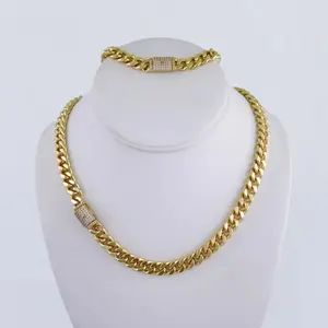 Didiray 14k Gold Plated Reinforced with a Premium Finish and Long Lasting Shine Monaco Style Unisex Chocker and Bracelet set with Zircon Stone Details and Adjustable Closure