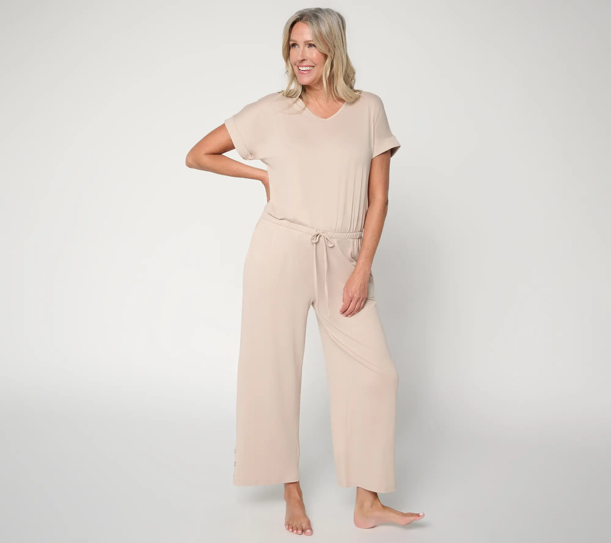 MUK LUKS Petite Dolman Sleeve Cropped Pant Jumpsuit MUK LUKS Petite Dolman Sleeve Cropped Pant Jumpsuit