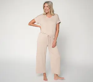 MUK LUKS Petite Dolman Sleeve Cropped Pant Jumpsuit