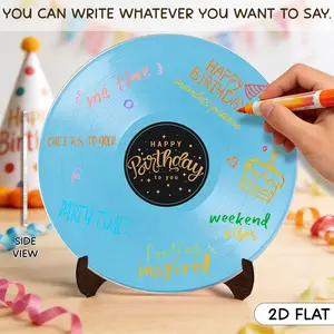 1 set of Acrylic Vinyl Record Birthday Guest Book, Includes 4 Erasable Markers, Birthday party decorations, 1975 Birthday Party Poster Sign with Stand, A Large Guestbook Alternative for Celebration Cards, Universal Holidays & Carnival Theme
