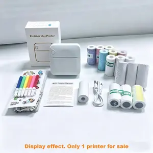 Portable Mini Printer, USB Rechargeable Wireless Thermal Printer, Includes Print Paper, Ideal for Home Office School, Compact Photo Printer, Inkless Portable Printer