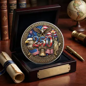 250th Anniversary Challenge Coin, Patriotic USA Eagle Liberty Bell Keepsake, 1776 2026 American Collector Gift 2026, Freedom Decor