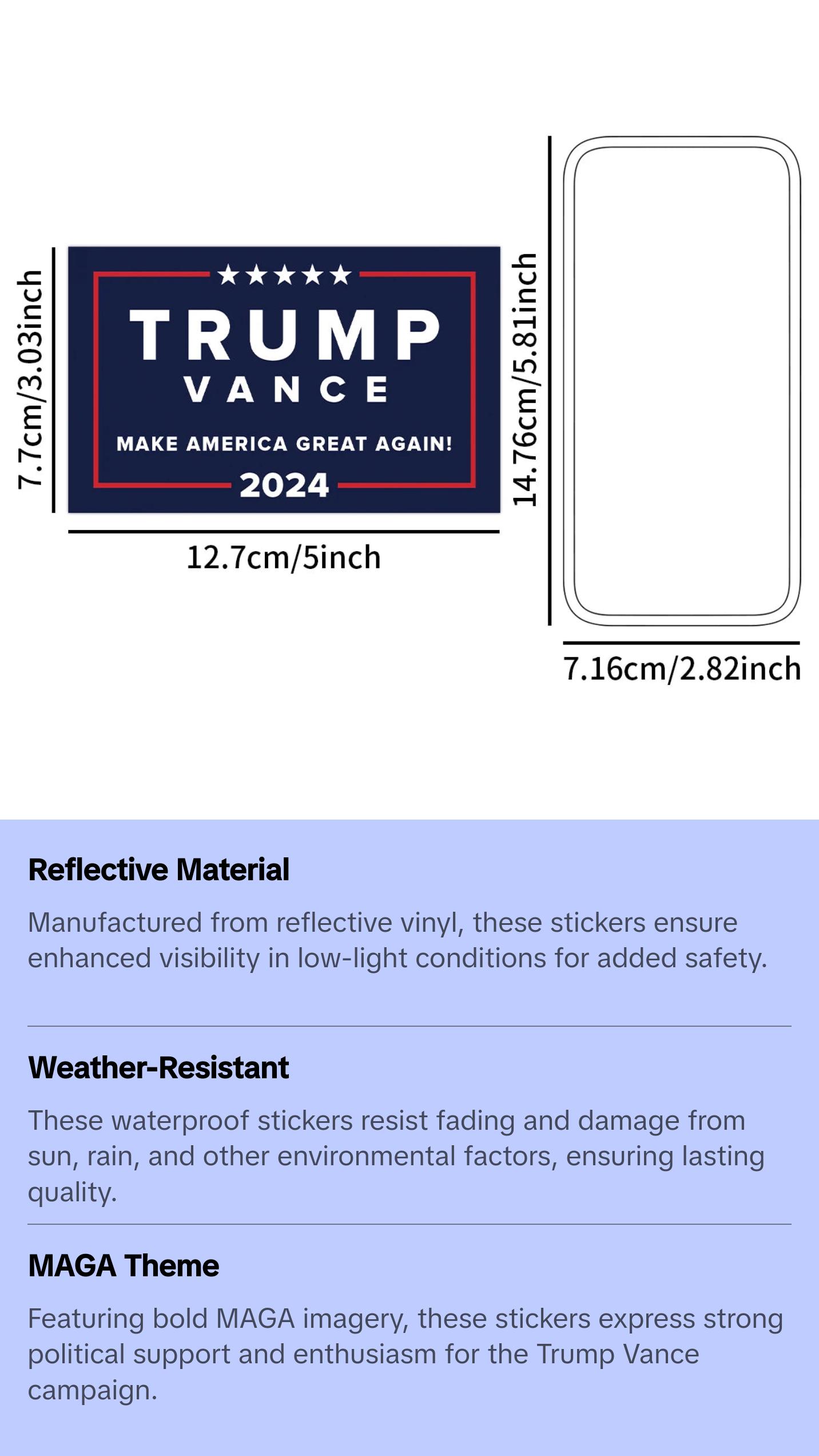 10Sheets Trump Vance 2024 Stickers