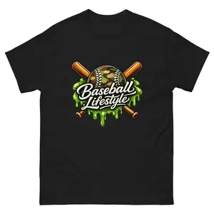 Youth & Adult Baseball Lifestyle Shirt, Camo Drip Design Streetwear Sports Tee