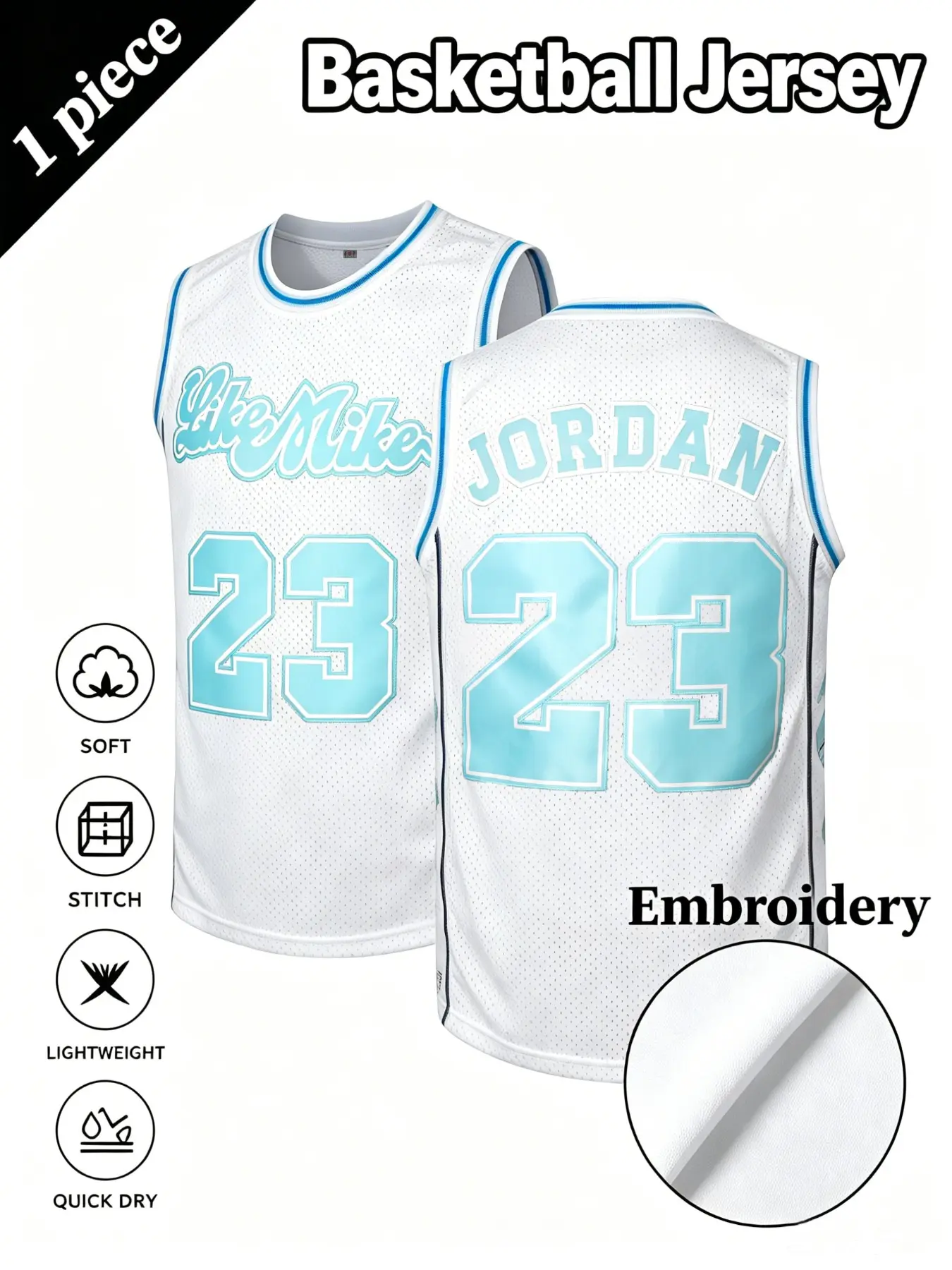 Men's Basketball Jersey No. 23 Vintage Embroidered Breathable Training Uniform Sleeveless Top Blue S-Xxxl Embroidered Basketball Jerseys Breathable Tops Sports Wear