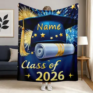Graduation blanket - Personalized name/Class of 2026 - Lightweight flannel blanket - Decorative tapestry, soft bedspread for all seasons, suitable for graduation parties and classroom decoration