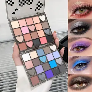 20-Color Eyeshadow Palette | Matte + Shimmer, Silky & Natural Daily Cosmetic | Effortless Mood Eye Makeup for Beginners | Skin-Blending & Easy to Apply | Black Pink or Gray Black