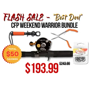 Catfish Pro CFP Weekend Warrior Fishing Bundle with 600CTS Combo, Lip Grips with Built in Scale, Pliers & Hooks Flash Sale Best Deal