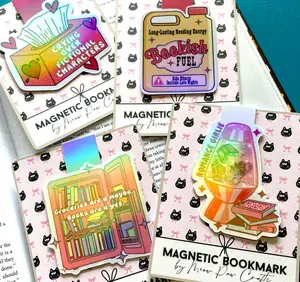 Bookish Magnetic Bookmark, Cute Holographic Bookmark, Romance Girly Gift for Book Lovers Reader