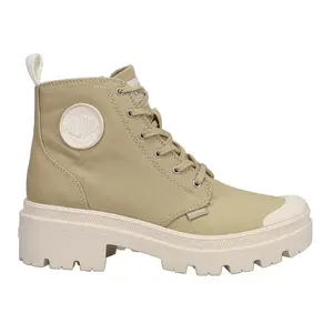 Palladium Womens Pallabase Round Toe Platform Zippered Casual Boots Ankle Mid Heel 2-3" - Beige