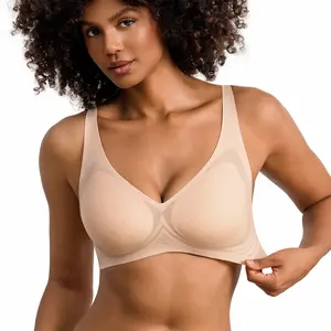 COMFBAY 2026 Summer Ultra-Thin Women's Bras, Deep V Jelly Wireless Seamless Breathable Lightweight Bra, Gel No Underwire Comfortable Bra, Back Smoothing Padded Everyday Bra Womenswear