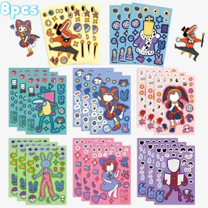 Eight Digital Circus Collage DIY Sticker Sets, Suitable for Scrapbooks, Diaries, Laptops, Water Bottles, Cars, and Other Faith-based Designs—gifts with Positive Messages.