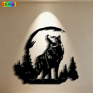1pc Wolf Howling Metal Wall Art,Wolf Howling Statue Mural, Ideal Gift for New Year, Christmas, Wolf Decor Enthusiasts, Weather-Resistant Metal Wall Decor Wall Sculptures, Perfect for Outdoor Garden Wall & Fence, Nature Art Enthusiasts