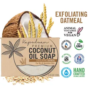 Kapuluan Coconut Oil Soap with Exfoliating Oats for Dry and Sensitive Skin Body Care Body Wash