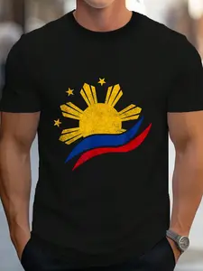 100% Cotton Philippine Shirt Filipino Pinoy Pride Sun Stars Men T-Shirt Women's Men's Graphic Tee Crew Neck summer vacation Tops