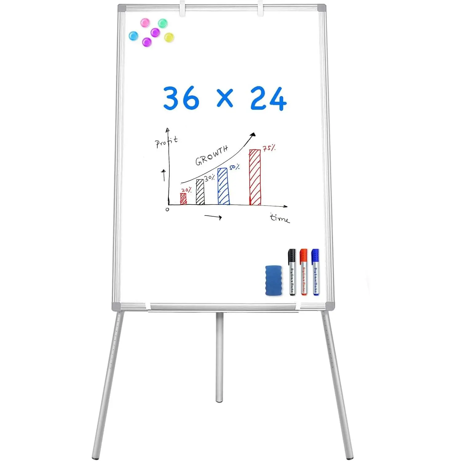 Easel Whiteboard -  Portable Dry Erase 36 x 24 Tripod Height Adjustable, 3' x 2' Flipchart Easel Stand White Board for Office or Teaching at  & Classroom (36x24 White)