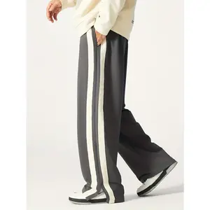 Plus Size Men's Casual Striped Joggers - Lightweight, Loose Fit Polyester Blend Sweatpants with Pockets, Machine Washable for All-Season Comfort, PLUS SIZE