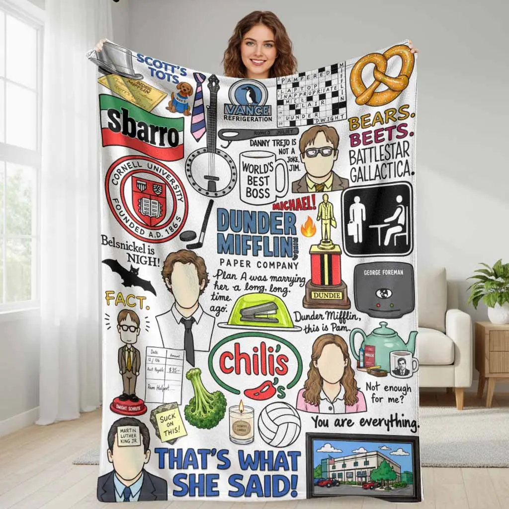 The Office Dunder Mifflin Flannel Fabric Blanket - Soft, Warm, Cozy, Lightweight, Reversible, Wrinkle Resistant, Anti-Pill, Breathable, Durable, Multi-Size (30x40 in Throw) - Machine Washable Indoor/Outdoor Collectibles for Movie Night, Housewarming Gift,