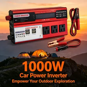 Portable Power Inverter, Compact Small Size 1000W Heavy Duty Converter, Built-in Multi AC Outlets and Fast USB Charging Ports, Practical Emergency Power Unit for Vehicles, Camping Trips and Daily Household Appliances