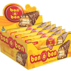 Arcor Bon o Bon Bars 12 Pack Full Size Chocolate Peanut Wafers Individually Wrapped Authentic Flavor Snack Dessert Bonbon