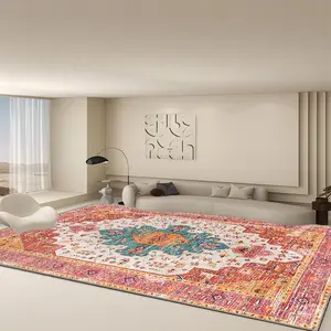 Vintage Floral Pattern Rug,  1 Count Non-slip Soft Floor Mat, Decorative Carpet for Home Living Room Bedroom Kitchen Office Restaurant