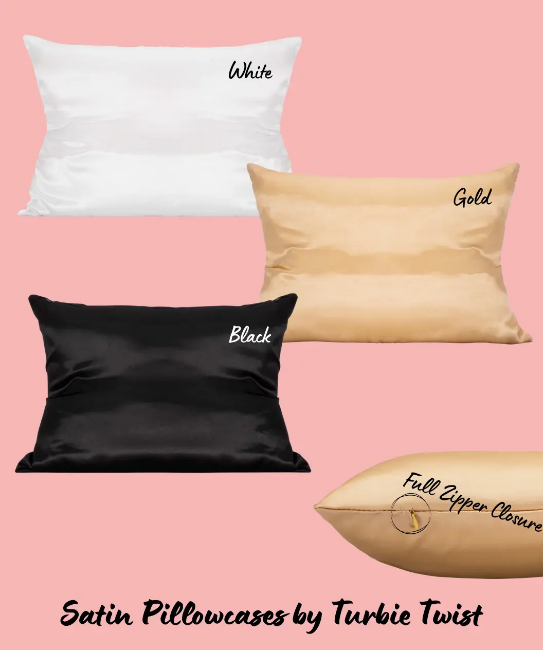 Turbie Twist Polyester Satin Pillowcase - Single Pack, Standard Size, Skin-Friendly Smooth Finish Bedding Pillowcase for Hair Care, Satin Bed Sheets Compatible