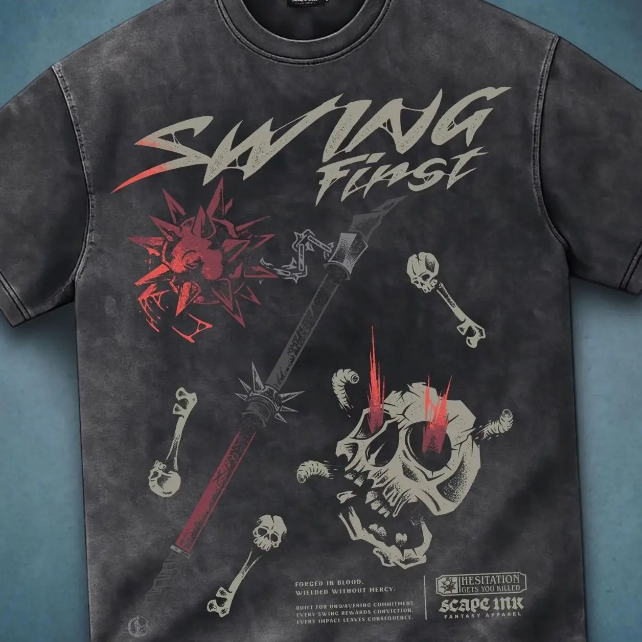 OSRS Crimson Kisten, Oversized Acid Wash Tee, Inspired by RuneScape C4J
