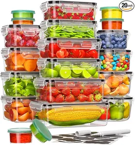 Food Storage Containers with Lids(20 Containers & 20 Lids), BPA-Free Plastic Food Containers for Kitchen Storage and Organization, Leak Proof Meal Prep Container, Includes Labels & Pen 40 Piece