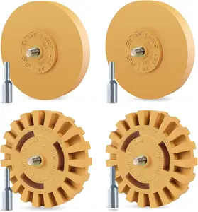4 Pack Eraser Wheel Decal Remover Without Damaging   4in Adhesive Rubber Wheel with Drill Adapter  Sticker Remover for Vinyl ,Labels,Stickers,Graphics,Tap,Tar