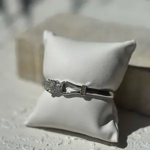 18K Gold Filled Half CZ Paved Panther Bite Bracelet - 7 Inch Length 4mm Thick Rhodium Filled Option Available Youth Jewelry