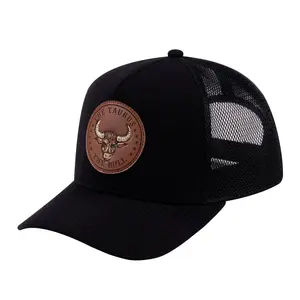 V2 Embroidered And Laser-Engraved Taurus Zodiac (April 20 - May 20) - 5 Panel Trucker Hat - Black/Black