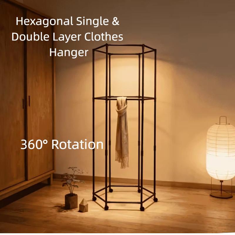 Laundry Rack Hexagonal Drying Stand for Clothes Space Saving Hanger with Multi Level Design for Bedroom Dorm Balcony Outdoor Indoor Use Metal Foldable Storage organizer