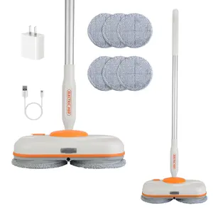 Electric Mop Cordless Spin Mop with Dual Motor 2 Speeds 900ML Water Tank LED Headlight for Marble Tile Wood Laminate Floors 40mins Runtime 2000mAh Battery