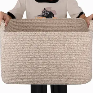 65L Large Cotton Rope Woven Blanket Storage Basket for Baby Room and Living Room Organiser 65L Large Cotton Rope Woven Blanket Storage Basket for Baby Room and Living Room Organiser
