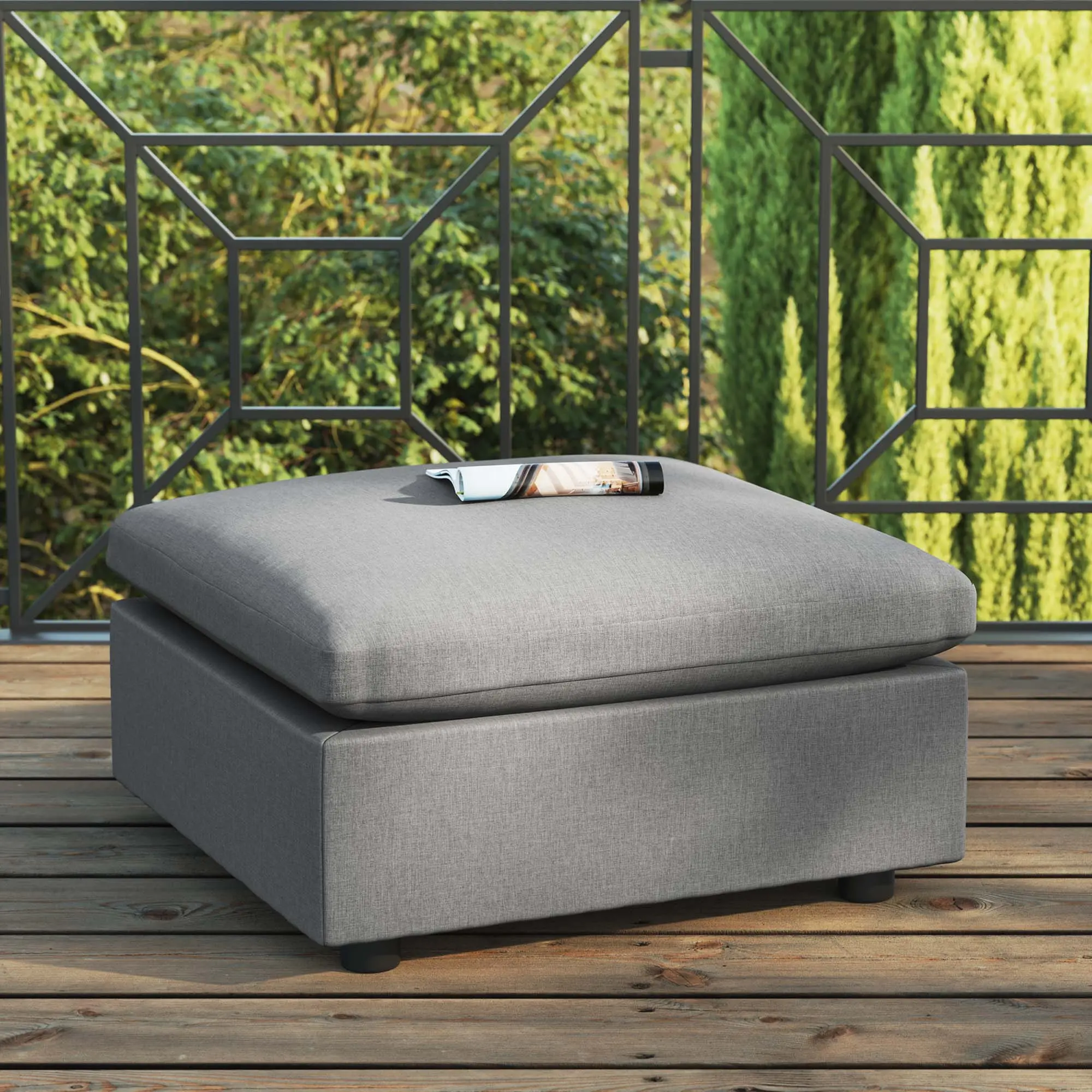 Modway Commix Overstuffed Outdoor Patio Ottoman - Charcoal, Sturdy Construction Outdoor Ottomans, Durable Modern Commix Overstuffed Ottoman, Sturdy Construction Ottomans, One - Commix Overstuffed Ottoman