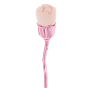 VOCOSTE 1 Pc Flower Shape Powder Brush for Business Travel Rose Gold Tone Pink