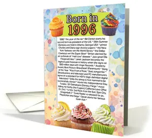 Fun Facts 30th, 40th, 50th, 60th Milestone Birthday Card - Born in 1996, 1986, 1976, 1966