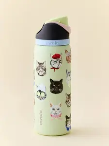 Owala 32oz FreeSip Water Bottle Cat Collage Catwala Urban Outfitters Exclusive Edition, Stainless Steel Insulated Tumbler with Built In Straw, Reusable Travel Drinkware for Daily Hydration Gym School Office and Gift Ideas