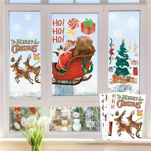 Christmas Window Clings Stickers – Santa Claus Sleigh, Reindeer & Snowflake Window Decals | Xmas Decorations for Glass Doors, Windows | Holiday Party Decor Indoor Outdoor, Winter Wonderland 2025, Christmas decoration, window art, home decor