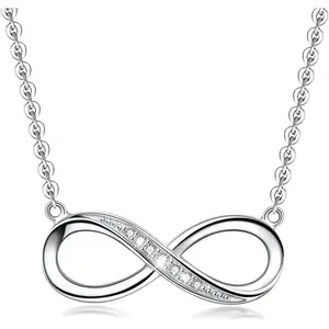 Infinity Pendant Necklace for Women, 925 Sterling Silver Love Heart Necklace Fine Jewelry