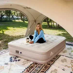 Full Size Air Mattress with Built-in Pump, Self Inflatable Blow Up Mattress, Cordless Inflatable Bed for Tent Camping, Home Guest & Travel, Portable Waterproof Airbed