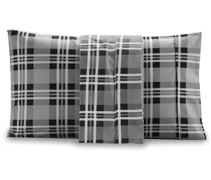 Mocassi 2-Piece Plaid Printed Pillowcase Set, 1800 Thread Count Hotel Premier Microfiber