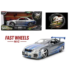 Jada 1:24 Brian's 2002 Nissan Skyline GT-R34 - Silver- Fast & Furious 25 Year Anniversary