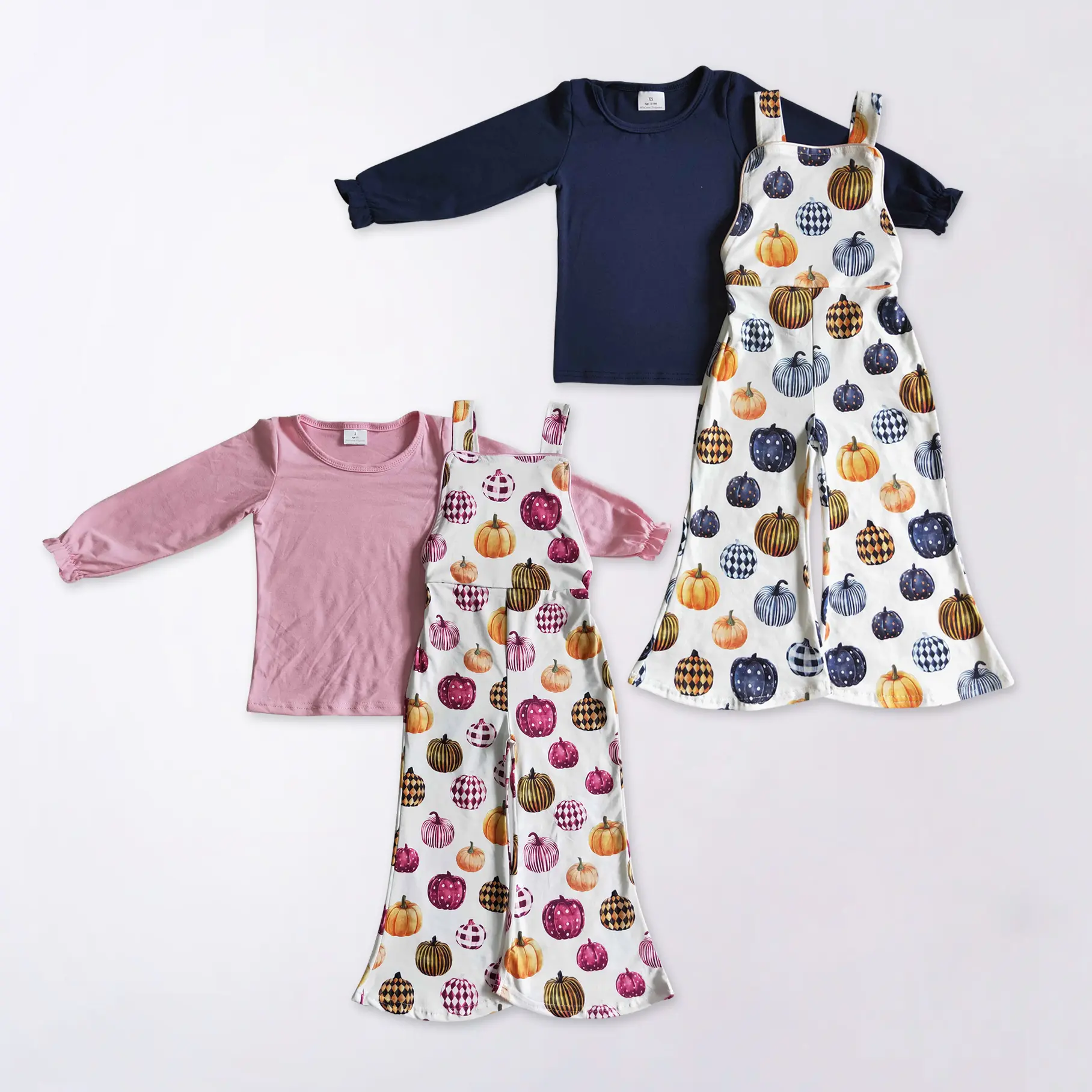 Halloween/Thanksgiving Long Sleeve Pumpkin Girls Overalls Set